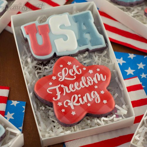 4th of july star cookie box sets star