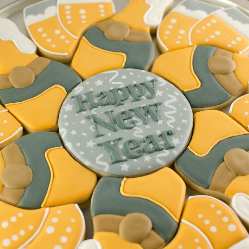 Champagne cookie platter angle