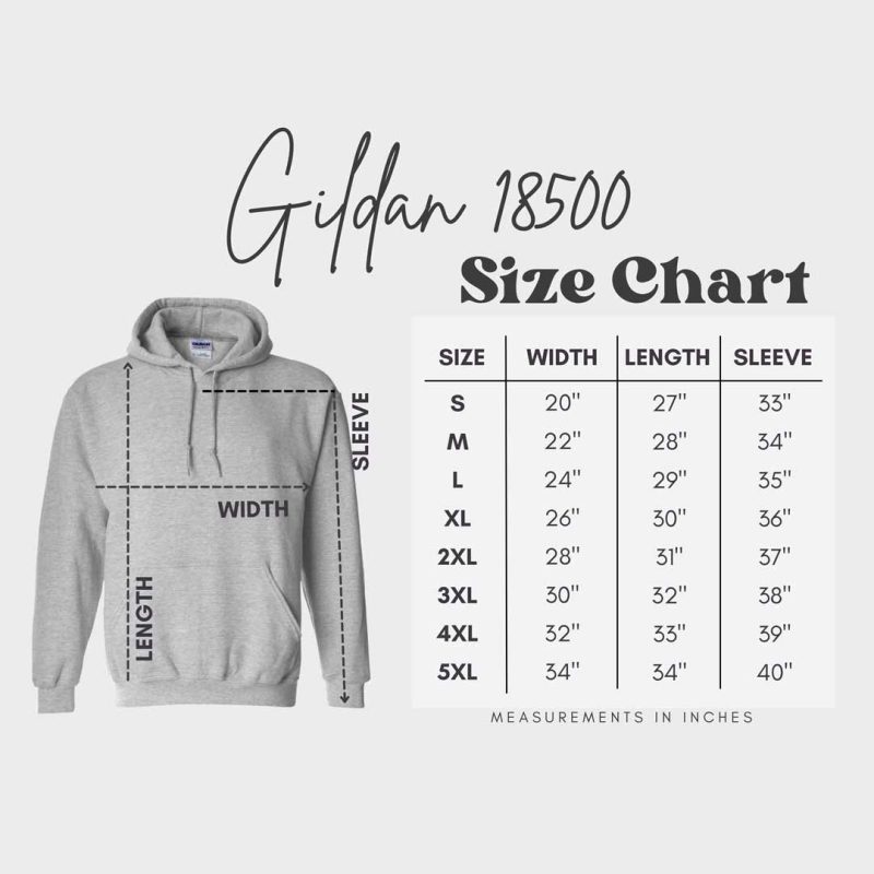 Customize Gildan 18500 Size Chart square