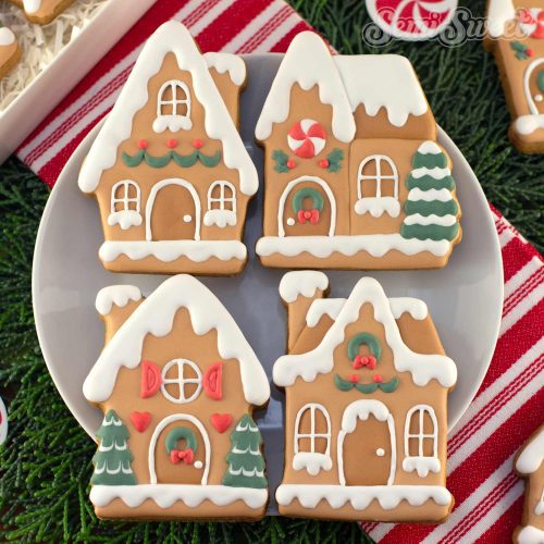 Gingerbread village cookies plate1