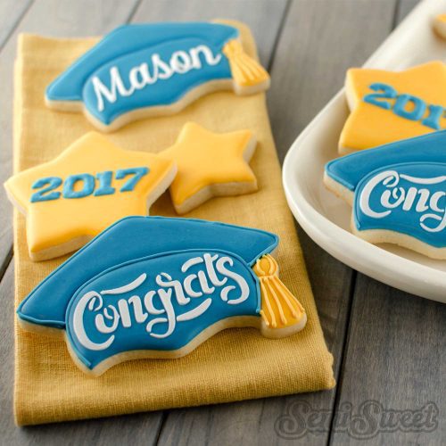 Graduation cap cookies title square