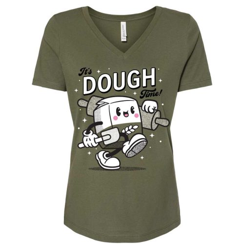 Its Dough Time VNeck Military Green