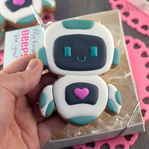 Modern robot cookie hand square