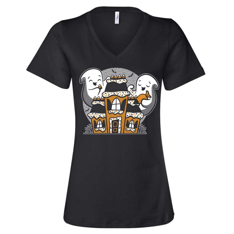 Orange Haunted Ginger House VNeck Black