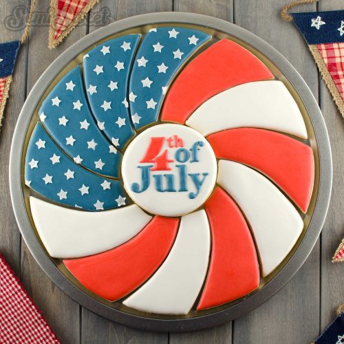 Patriotic flag spiral cookie platter square