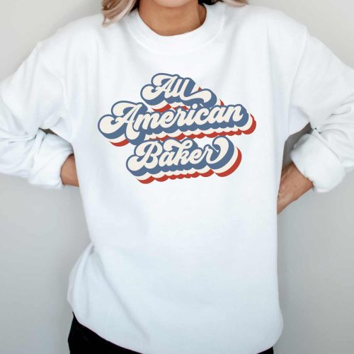 Retro All American Baker Gildan18000 White