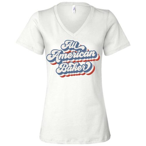 Retro All American Baker VNeck White