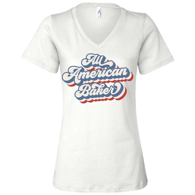 Retro All American Baker VNeck White