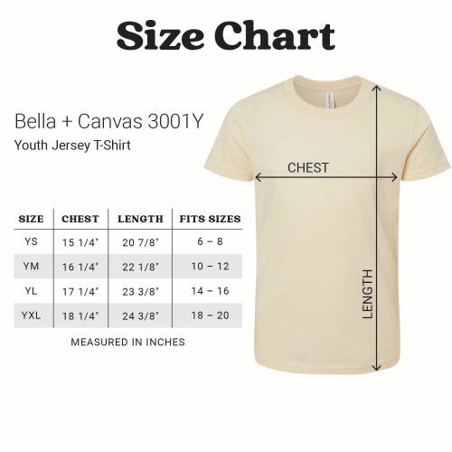 Size Chart BC 3001Y Youth shop