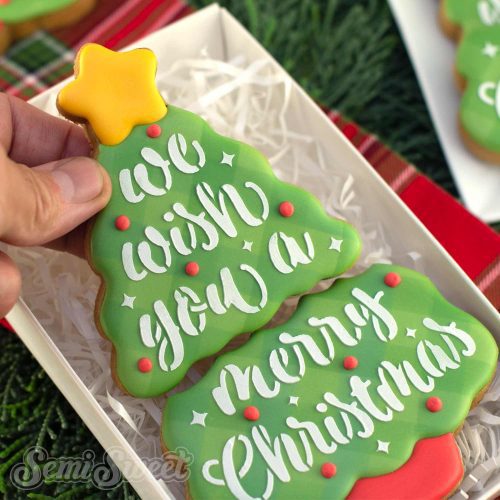 We wish you merry christmas tree cookie hand1