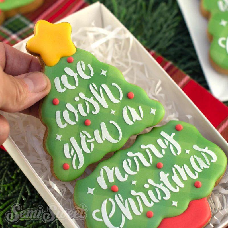 We wish you merry christmas tree cookie hand1