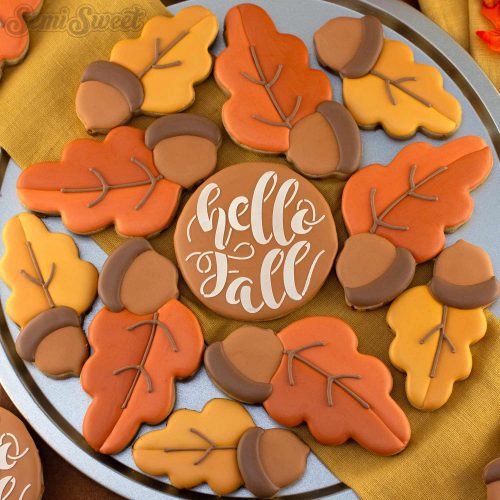 acorn leaves cookie platter square