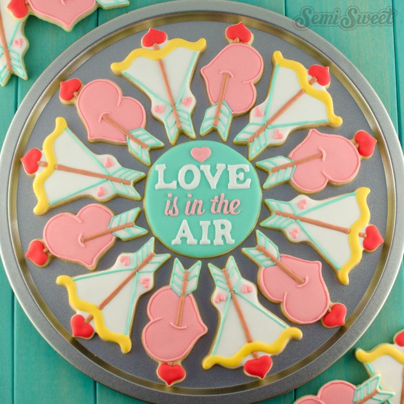 arrow hearts cookie platter square