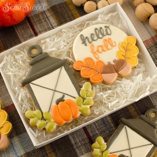 autumn lantern cookies circle box