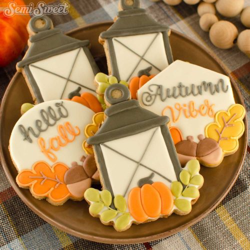 autumn lantern cookies square