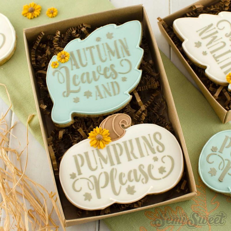 autumn leaves pumpkin cookies square