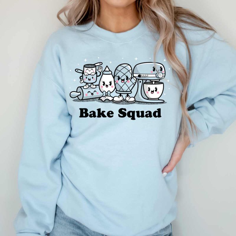 bake squad gildan 180 sweatshirt light blue