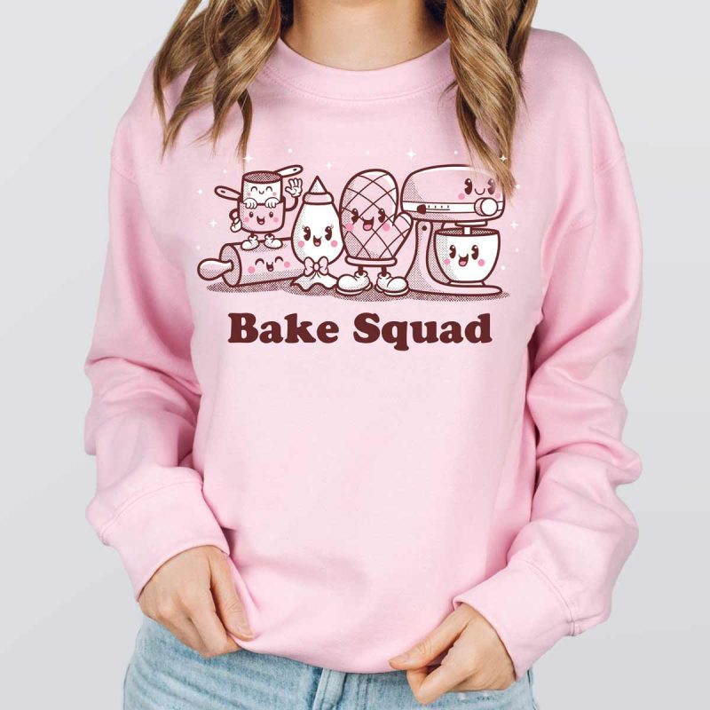 bake squad gildan 180 sweatshirt light pink