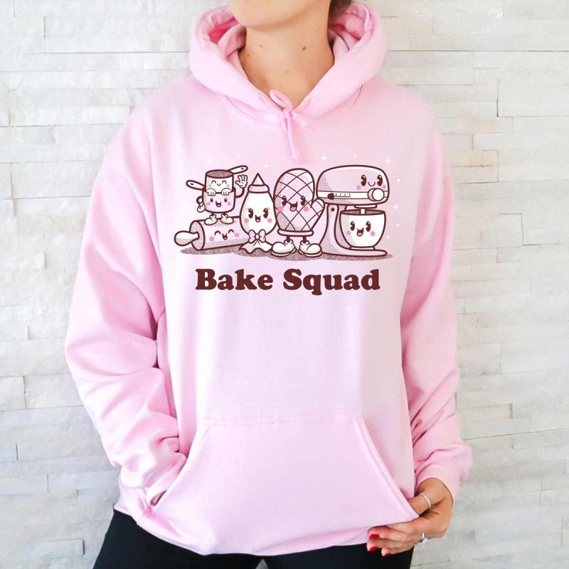 bake squad gildan 185 hoodie light pink