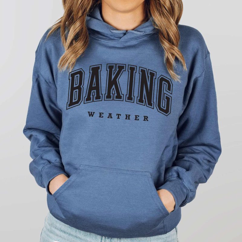 baking weather hoodie indigo blue black