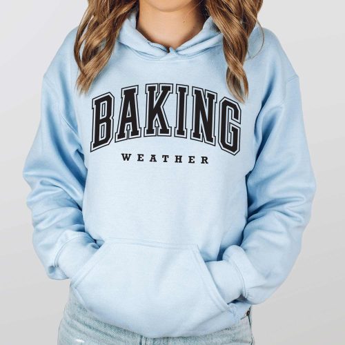 baking weather hoodie light blue black