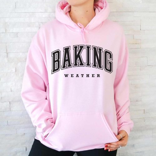 baking weather hoodie light pink black