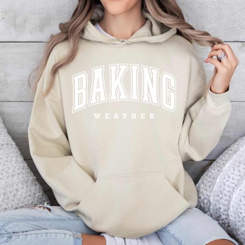 baking weather hoodie sand white