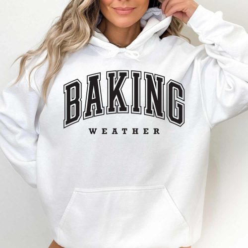 baking weather hoodie white black