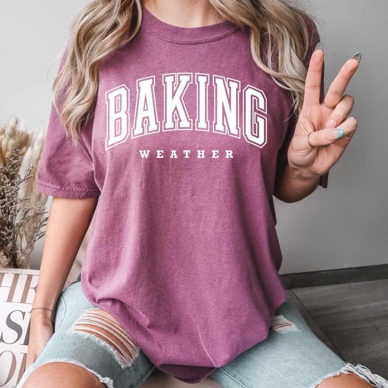 baking weather shirt berry white