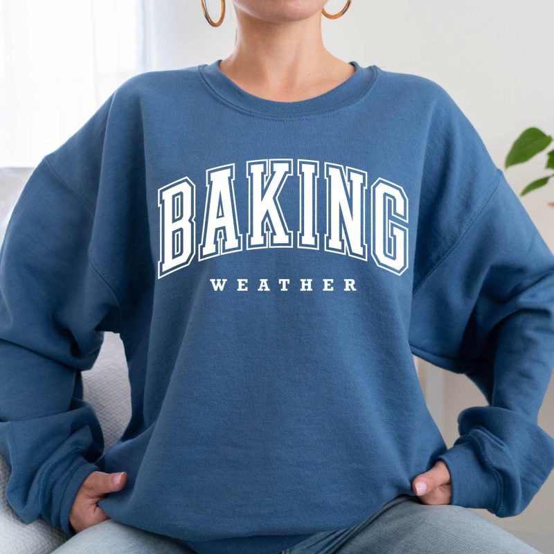 baking weather sweatshirt indigo blue white