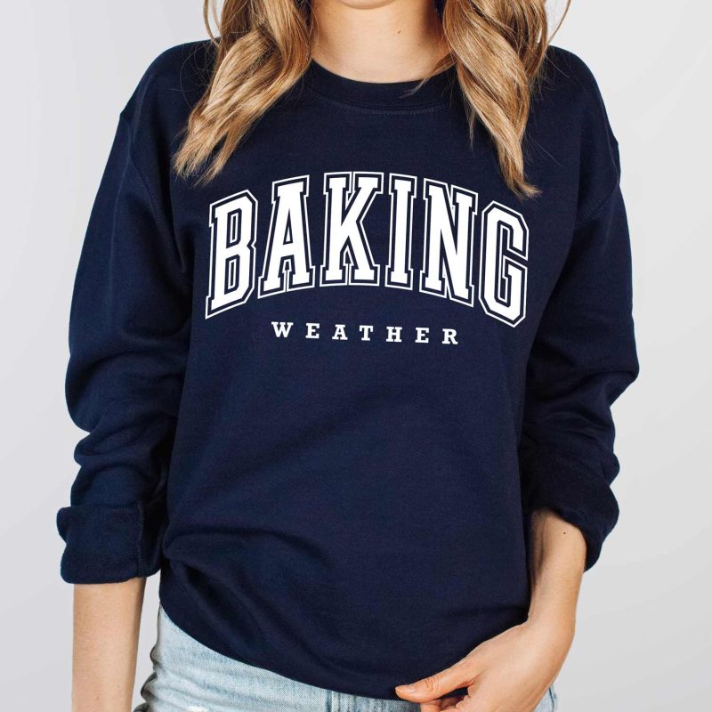 baking weather sweatshirt navy white