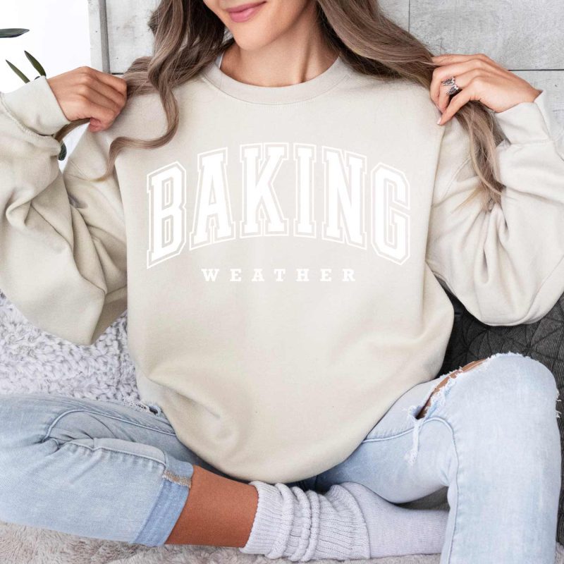 baking weather sweatshirt sand white