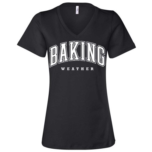 baking weather vneck black white