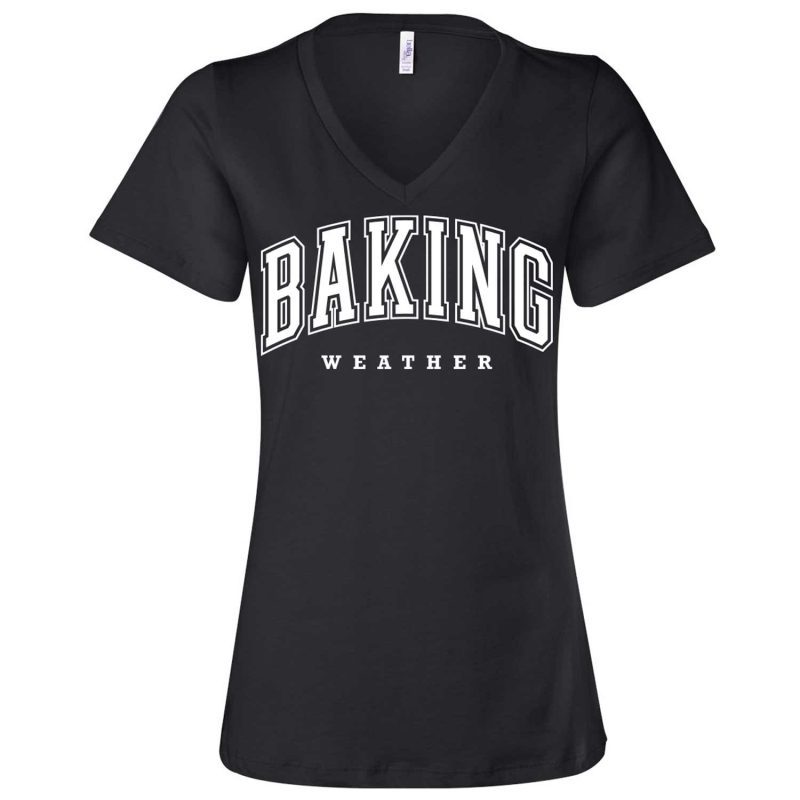 baking weather vneck black white