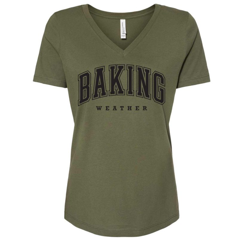 baking weather vneck military green black