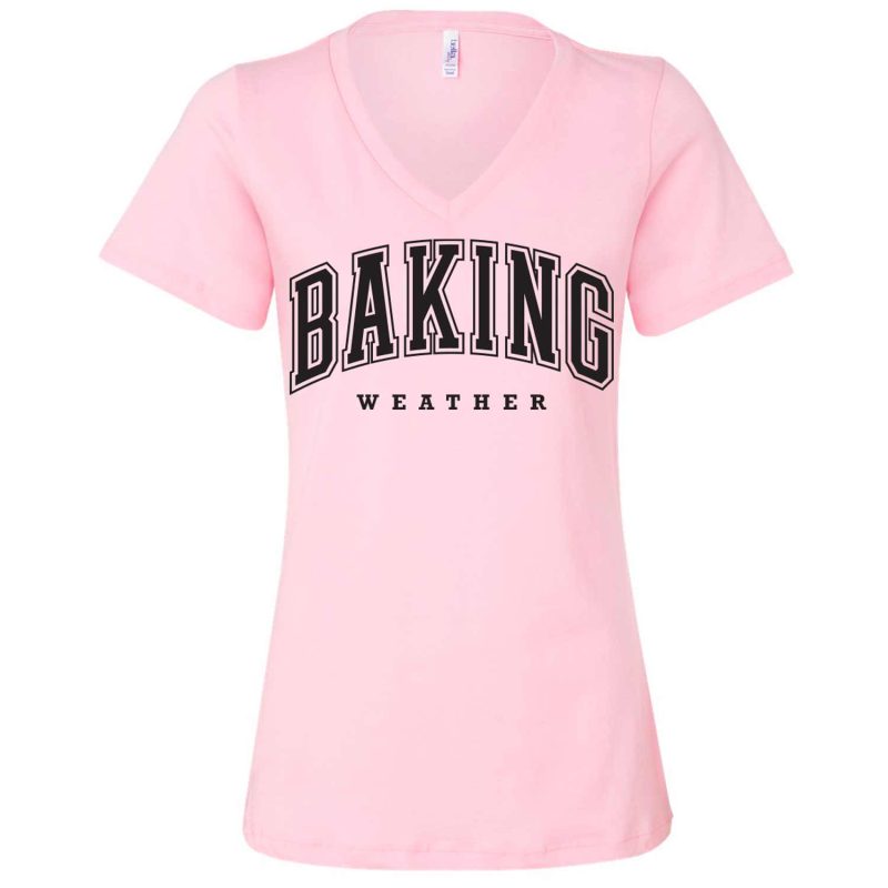 baking weather vneck pink black