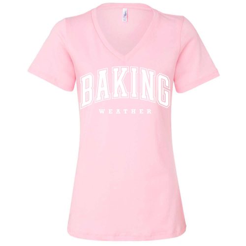 baking weather vneck pink white