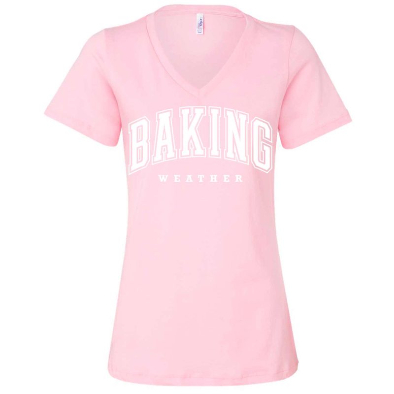 baking weather vneck pink white