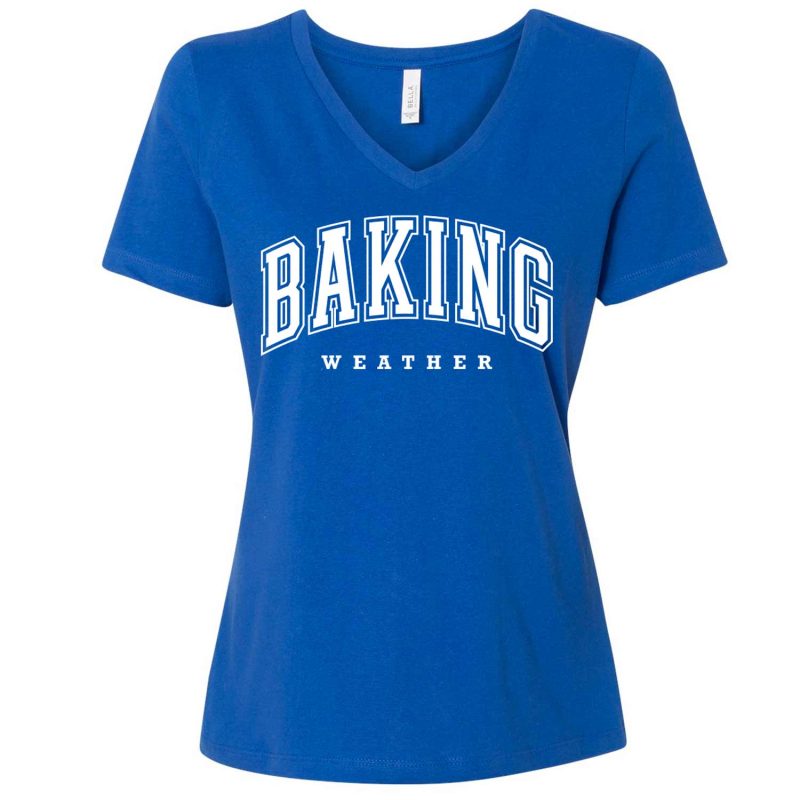 baking weather vneck true royal white