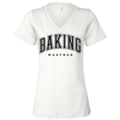 baking weather vneck white black