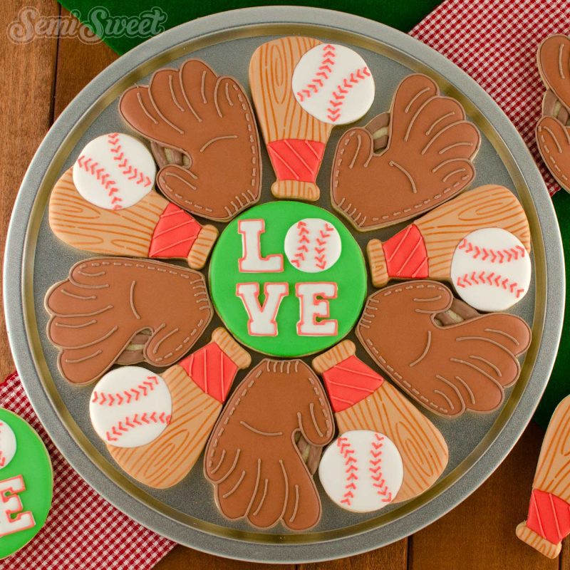 baseball cookie platter square