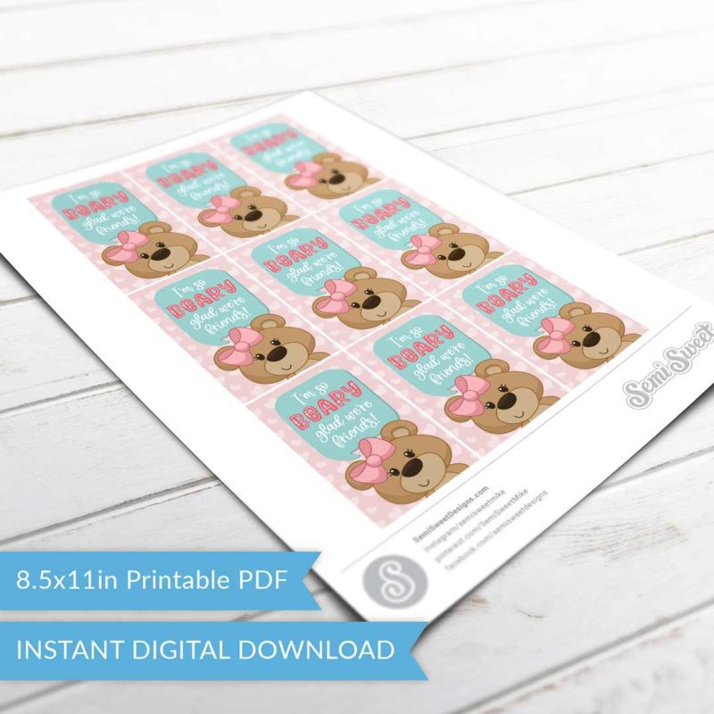 beary glad tags girls sheet