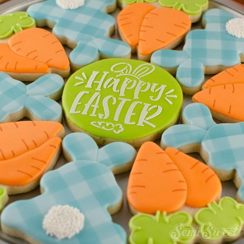 bunny carrot cookie platter center closeup