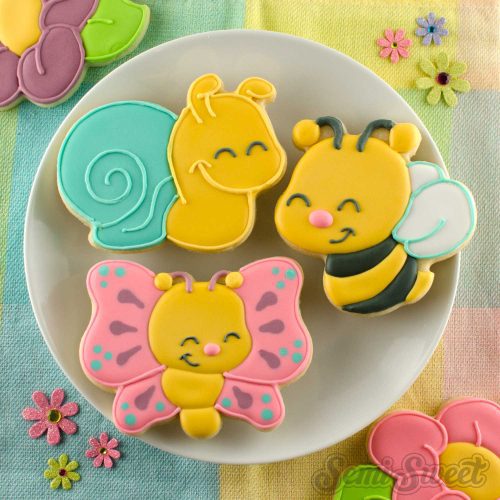 butterfly snail bee cookies