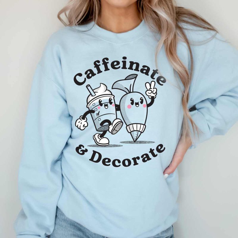 caffeinate decorate gildan 180 sweatshirt light blue