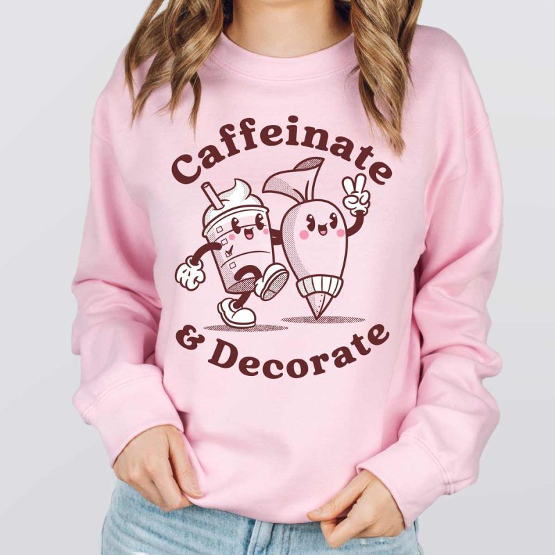 caffeinate decorate gildan 180 sweatshirt light pink