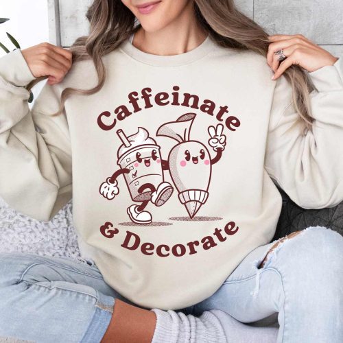 caffeinate decorate gildan 180 sweatshirt sand