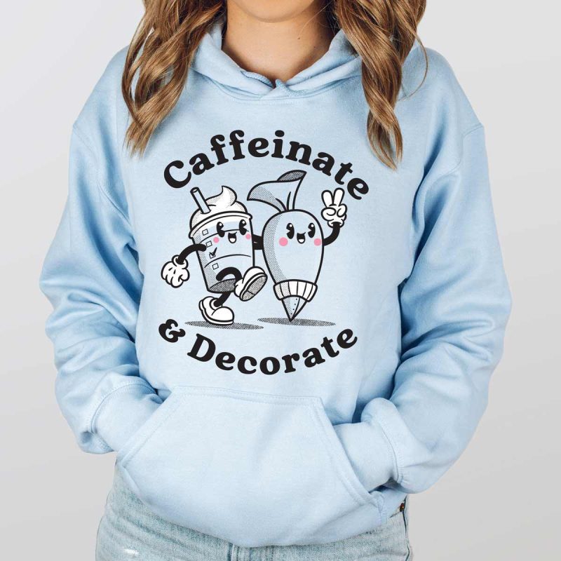 caffeinate decorate gildan 185 hoodie light blue