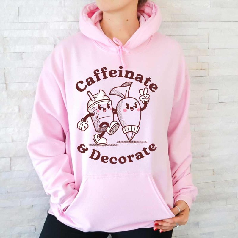 caffeinate decorate gildan 185 hoodie light pink