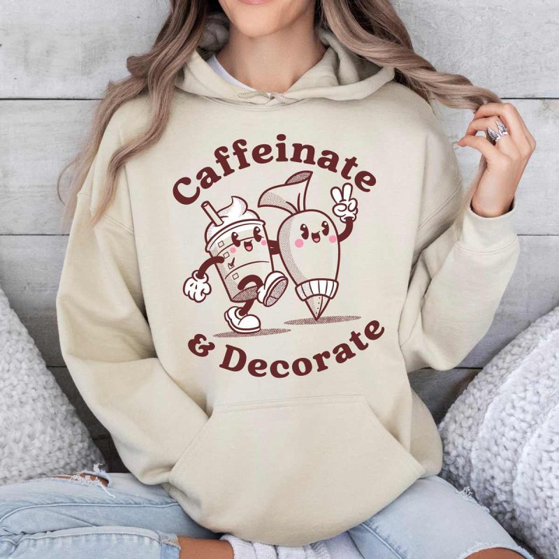 caffeinate decorate gildan 185 hoodie sand